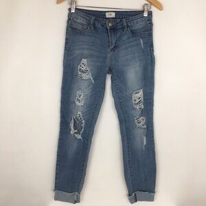 Cello High Rise Jeans Distressed Ripped Skinny Fit Denim Size 5